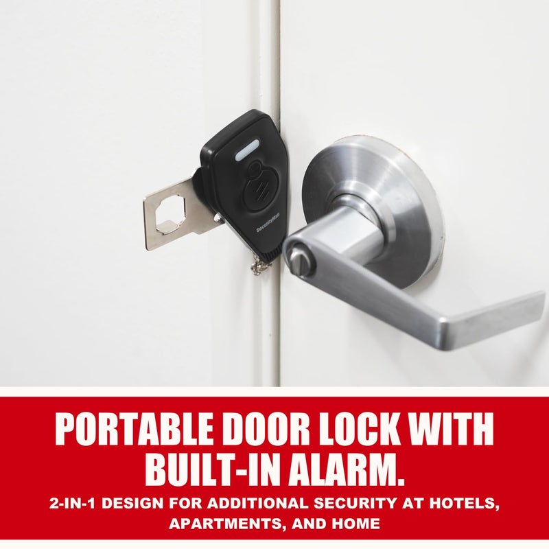 Securityman Portable Door Lock with Alarm | Hotel Door Locks for Travelers Security | Loud 130dB Door Security Device for Hotel Room  Apartment Home  & Travel Safety Inside for Women Children - Black - Image 2